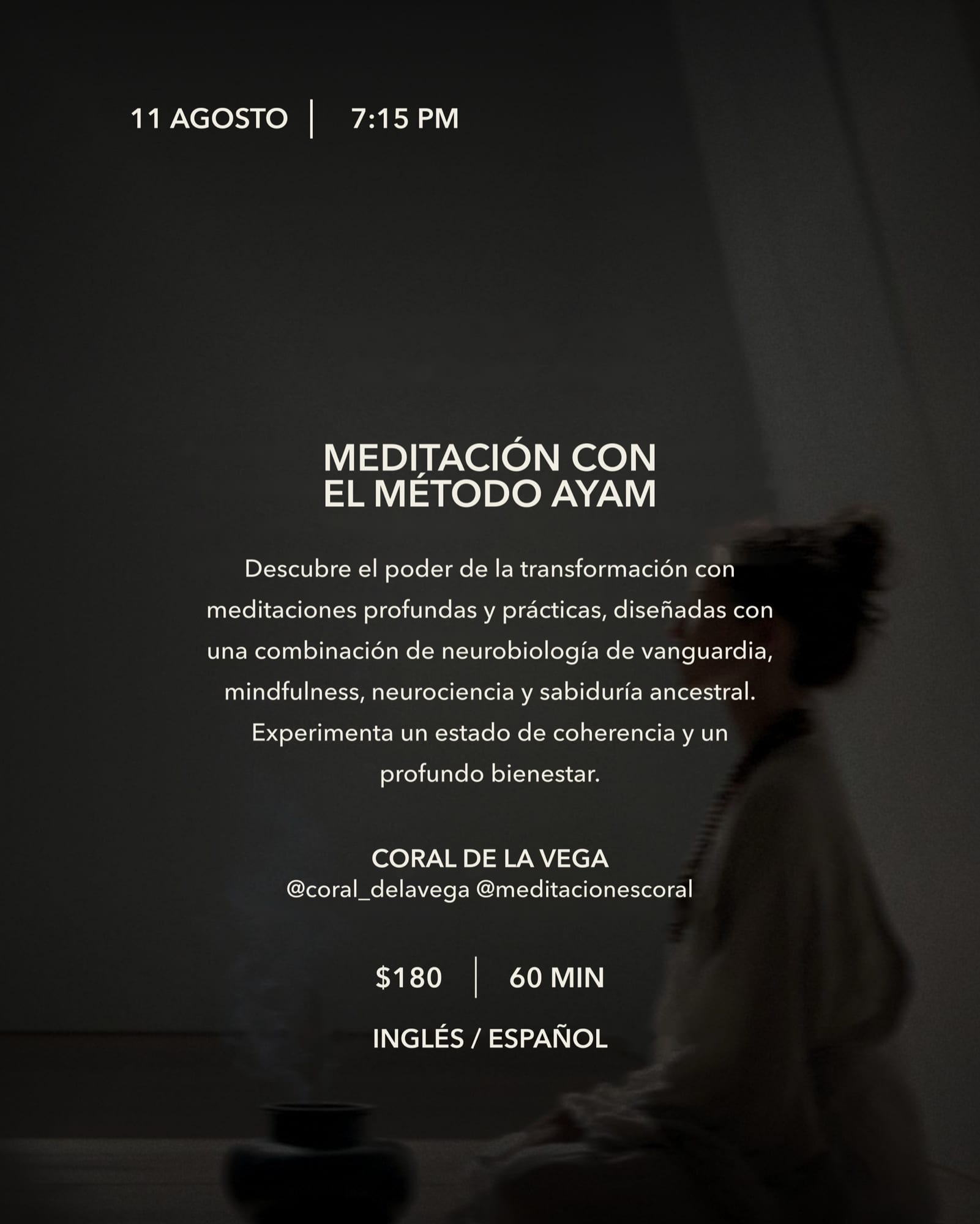 Koti Condesa August 11 2026 Meditación con el Método Ayam event flyer