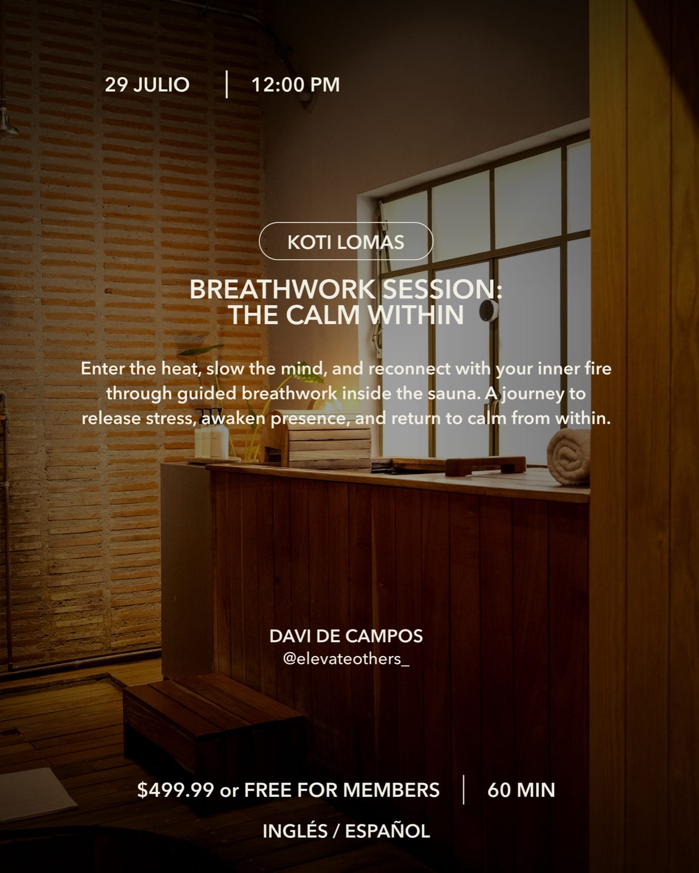 Koti Lomas July 29 Breathwork Session The Calm Within event flyer