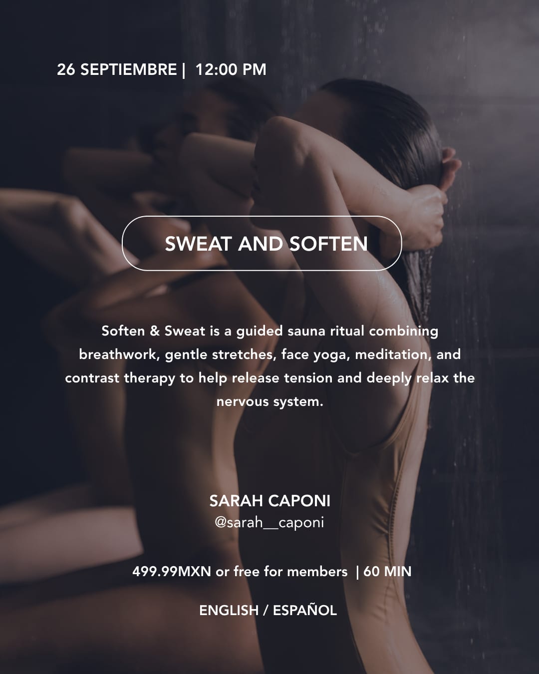 Koti Lomas September 26 2026 Sweat and Soften event flyer